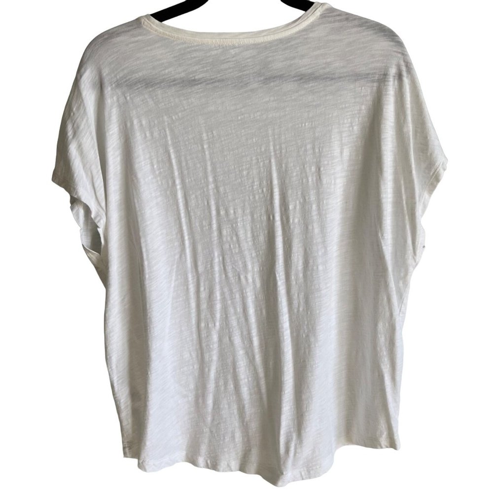 J.Jill Womens White Cotton Slub Tee Large - Picture 2 of 9